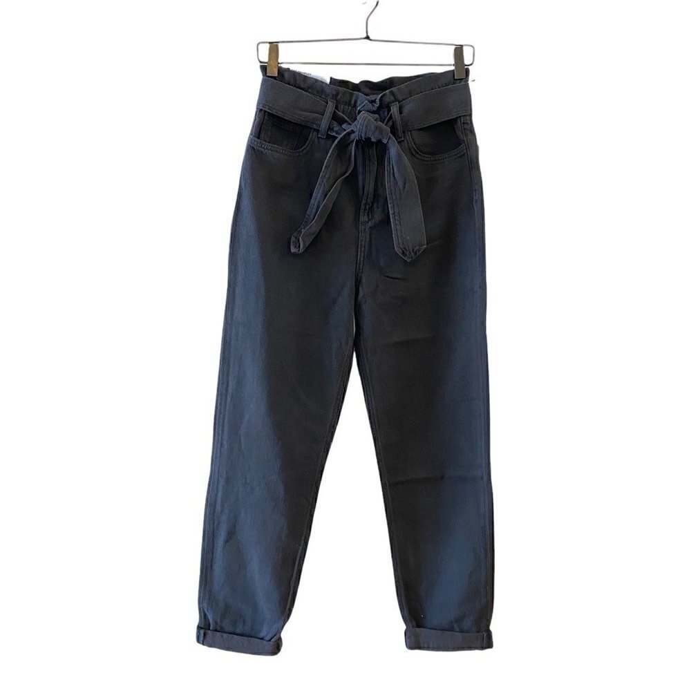 NEW Joe's Women's The Brinkley Paperbag Jeans Black High Rise Belted Pockets 25